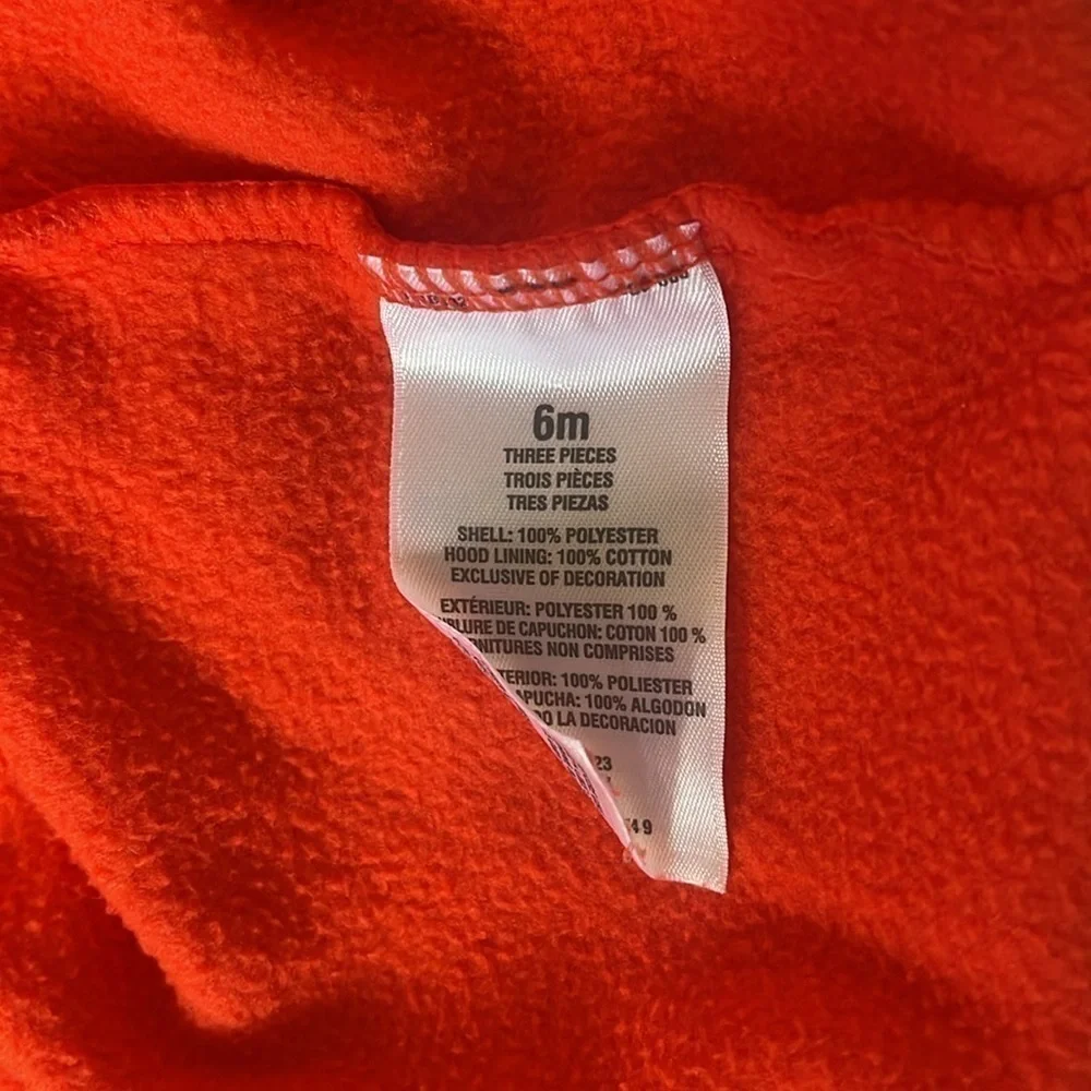 🟢 3/$15 Carter’s Baby Hooded Cheetah/Res Orange Sweater 6 months